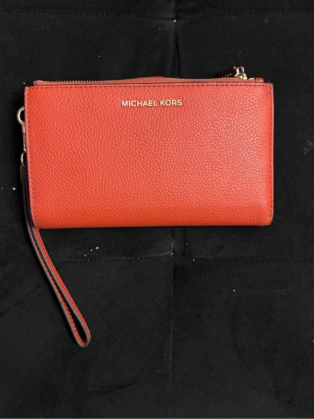 Michael Kors Orange Pebbled Leather Wristlet